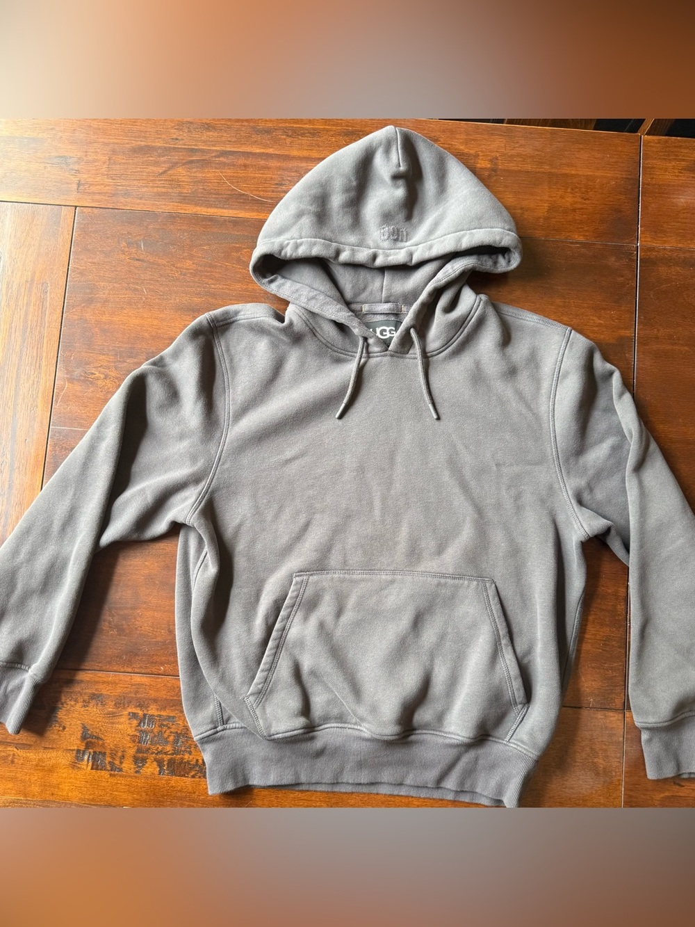UGG Unisex Charcoal Grey Fleece Lined Pullover Hoodie Size S